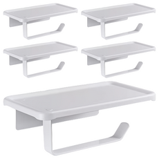 comet 黏貼式鋁製廁所衛生紙架, 5個, 白色