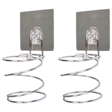 居家達人 環保無痕魔力貼掛勾 吹風機架 不鏽鋼 PC 超黏多次膠, 2個, LT-82011