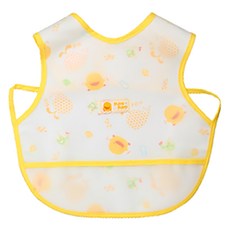 PiYOPiYO 黃色小鴨 雙層反漏防水圍兜, 防水效果極佳、清洗容易, 穿戴簡單，安全柔軟材質, 顏色隨機, 1件