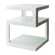 HomeMax 520方型玻璃邊桌, 寬40x深40x高52.5cm, 5mm強化玻璃/MDF, 白色/棕色, X01-001WH