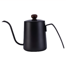 304不鏽鋼細口手沖咖啡壺, 600ml大容量, 胡桃木質感木柄, 600ml, 1個, 單件