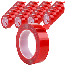雙面無痕強力膠條 30mm x 3m, 紅色/透明色, 24捲