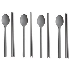 Lirie 矽膠餐具4件組, 湯匙 4支 + 筷子 4雙, 1組, 深灰色