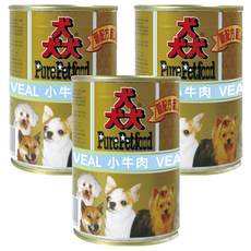 PRO PURE 猋 成犬罐頭, 小牛肉, 385g, 3罐