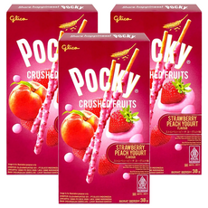 glico 格力高 Pocky 百奇 草莓果粒蜜桃優格棒, 38g, 3盒