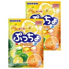 UHA 味覺糖 普超軟糖 綜合柑橘味, 酸甜香氣, Q彈口感, 使用沖繩/熊本/愛媛果汁, 90g, 2包