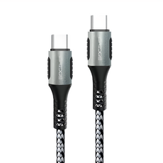 iBRIDGE Type-C-Type-C充電傳輸線 PD 100W 5A, 銀灰色, 50cm, 1條