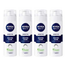 NIVEA 妮維雅 MEN 男士極淨刮鬍泡 減少刺激不適 豐富柔細泡沫 刮鬍更舒適 無酒精溫和配方, 200ml, 4瓶