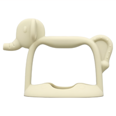 tgm 不吃手白金矽膠穿握固齒器, 適用3個月以上寶寶, 手柄握把設計, 底部不同紋理溫柔按摩牙齦, 單件, 薄荷綠象, 1個