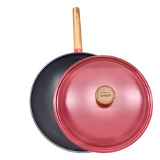 SANHO 三禾 Beautyouth系列炒鍋 30cm 鋁合金鍋體 櫸木手柄 不粘塗層 附鍋蓋, 1個