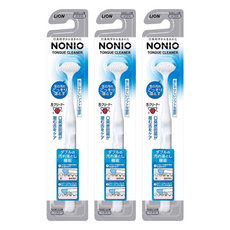 LION 獅王 NONIO 終結口氣舌苔清潔棒 高密極細軟毛 特殊橡膠刮頭 徹底帶走污垢, 18g, 3支