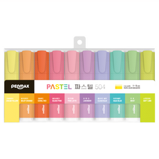 PENMAX 方頭彩色螢光筆組，柔和色系，1-5mm多種線寬, 乳黃+茵衣草+乳橙+雲藍+珊瑚紅+水藍+肉紅+薄荷+粉拿鐵+軟青檸, 1盒