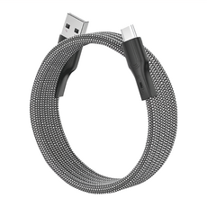 Magtame USB-A-Type-C 圓線款 磁性快收納充電傳輸線, 1m, 銀色, 1條
