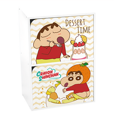 收納王妃 蠟筆小新珪藻雙層門櫃 二層木門櫃 42.5 x 29.5 x 60cm, 橘子冰淇淋, 1個