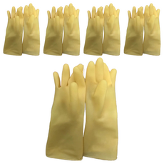 美固手 橡膠手套, 5雙, 黃色, 9.5 x 13