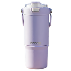 DODGE 大容量保溫杯 提握雙飲保冰水壺, 紫色, 900ml, 1個