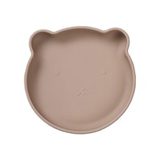 CUTOPIA 矽膠動物餐盤, 100%食品級矽膠, 安全無毒, 17.5 x 3cm, 暖暖熊 灰色, 1個