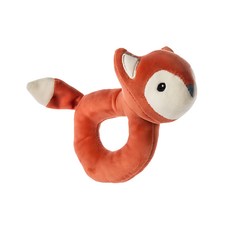 蜜兒 柔軟手搖鈴 橘紅色白色點綴 安全柔軟布料, 淘氣狐狸, 1個