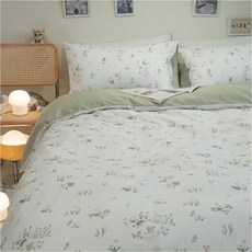 100%精梳棉40支 小兔仙境 雙人床包/枕套組, 床包186 x 150cm + 枕套75 x 47cm, 床包三件組