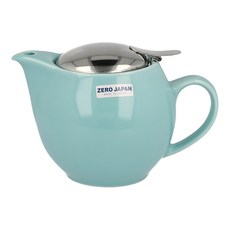 ZERO JAPAN 典藏不鏽鋼蓋壺 陶瓷茶壺 附濾網 日本 JAPAN, 湖水藍, 450ml, 1個