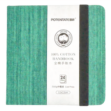 POTENTATE 遵爵 全棉手帳本, 12x12cm, 300g中粗紋, 24張, 麻布綠, 1本