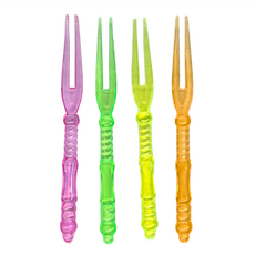 粉彩小兔 透明彩色水果叉 50支, 混色, 1袋