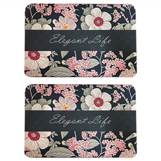 超吸水珪藻土軟地墊2件組 2350g 典雅花朵 10秒速乾浴室吸水墊, 1組, 38 x 58cm(±5%)