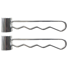 KI WISH 居家生活 半套筒波浪掛衣桿 附黑色夾片 搭配1英吋鐵管 層架配件, 2PCS, 銀色, 2入