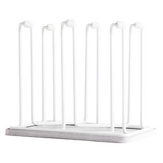 HOLA 和樂家居 Ink 鐵線收納六入水杯架附吸水珪藻土墊 21 x 12.5 x 16.8cm 770g, 白色, 1個