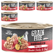 ABSOLUTE HOLISTIC 無穀狗罐, 雞肉 + 牛肉, 80g, 5罐