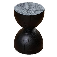 KUIBAO 快豹生活 wabi-sabi侘寂風實木炭燒凳子, 32 x 32 x 45cm, 黑色, 1個