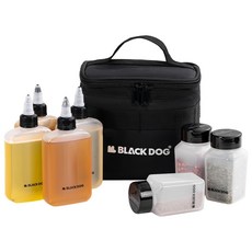 BLACK DOG 黑狗 調味瓶收納包 手提袋16 x 15 x 14cm + 液體瓶4個 + 調味料罐3個, 1組, 黑