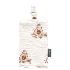 CHU-MI 啾米 四層紗夾式手帕 100%純棉 輕薄透氣又吸水 夾扣設計, 水豚, 1條