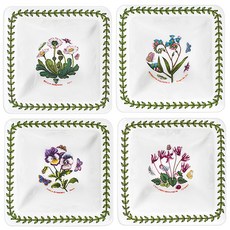 PORTmeIRION 波特玫琳恩 經典植物園系列 迷你方型餐碗組 - 4吋/10公分, 混合顏色, 迷你餐碗, 4個