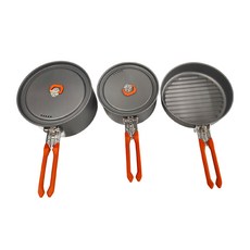 RHINO 犀牛 K-23 三人豪華套鍋 適用登山野營 RV休閒 居家烤肉, 黑色 + 橙色, 1組