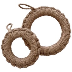 日式編織圓形隔熱墊，亞麻繩+木頭材質, 小款, 1個