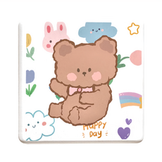 自創熊熊系列 動物系列珪藻土杯墊, 坐著小熊 多色, 6個