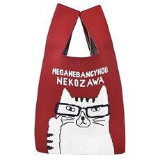 kUSUgURU JAPAN 日本眼鏡貓 手挽包 Nekozawa貓澤款 附簡易掛繩可肩背, 紅色, 1個