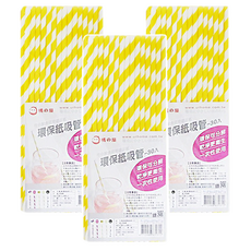 橘之屋 環保紙吸管 30入 食品級 一次性使用 乾淨衛生 多種造型款式 繽紛可愛花色 紙漿製作 可分解, 3包