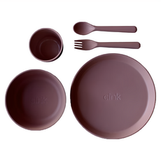 Cink 餐具組 竹纖維..., 水杯 7.5 x 7cm + 餐碗 13.5 x 5cm + 盤子 20 x 2cm + 湯匙 15.5 x 3.3 + 叉子 15.5 x 2.5cm, 梅紫, 1組
