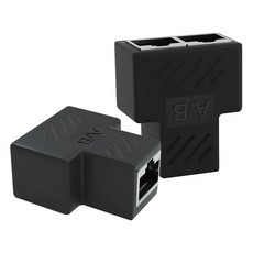 Neon 台灣霓虹 網路訊號一進二出分線器 - RJ45接口 PVC外殼 適用於筆電、交換機、桌上型電腦、路由器, 黑色, 1組, 36mm