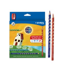 德國lyra groove三角洞洞色鉛筆(細)(24色)附削筆器 培養正確握筆姿勢, 1入