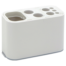 LEC 可變換收納牙刷架, 可拆洗底座, 防滑設計, 尺寸12.5x5.5x7.5公分, 1個, 白色