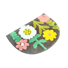 CasaBella 美麗家居 半圓吸水踏墊 灰色花款, 50 x 80cm, 1個