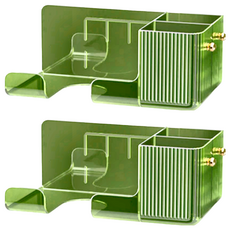 無痕免釘壁掛 吹風機置物架 尺寸 21.8cmX11cmX8.6cm, 透綠色, 2個