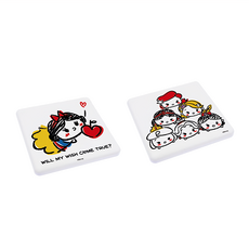 收納王妃 TSUM 珪藻土杯墊 方 160g 2個, 公主系列 白色, 1組