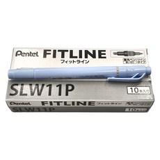 Pentel 飛龍文具 FITLINE 雙頭螢光筆 SLW11P, 粉彩藍, 10支