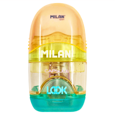 MILAN 太空膠囊橡皮擦+削筆器 泡泡糖, 顏色隨機, 1組