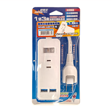 SUPERCELL 超電王 1切3座智慧充電延長線 SNB-U213-6, 1.8m, 白色, 1條