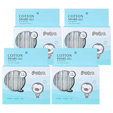 PUKU 藍色企鵝 日本極細軸棉棒 細緻雙棉頭設計 單隻獨立包裝, 100支, 4盒